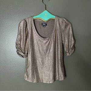 Maeve Anthropologie Metallic Puff Sleeve Top
